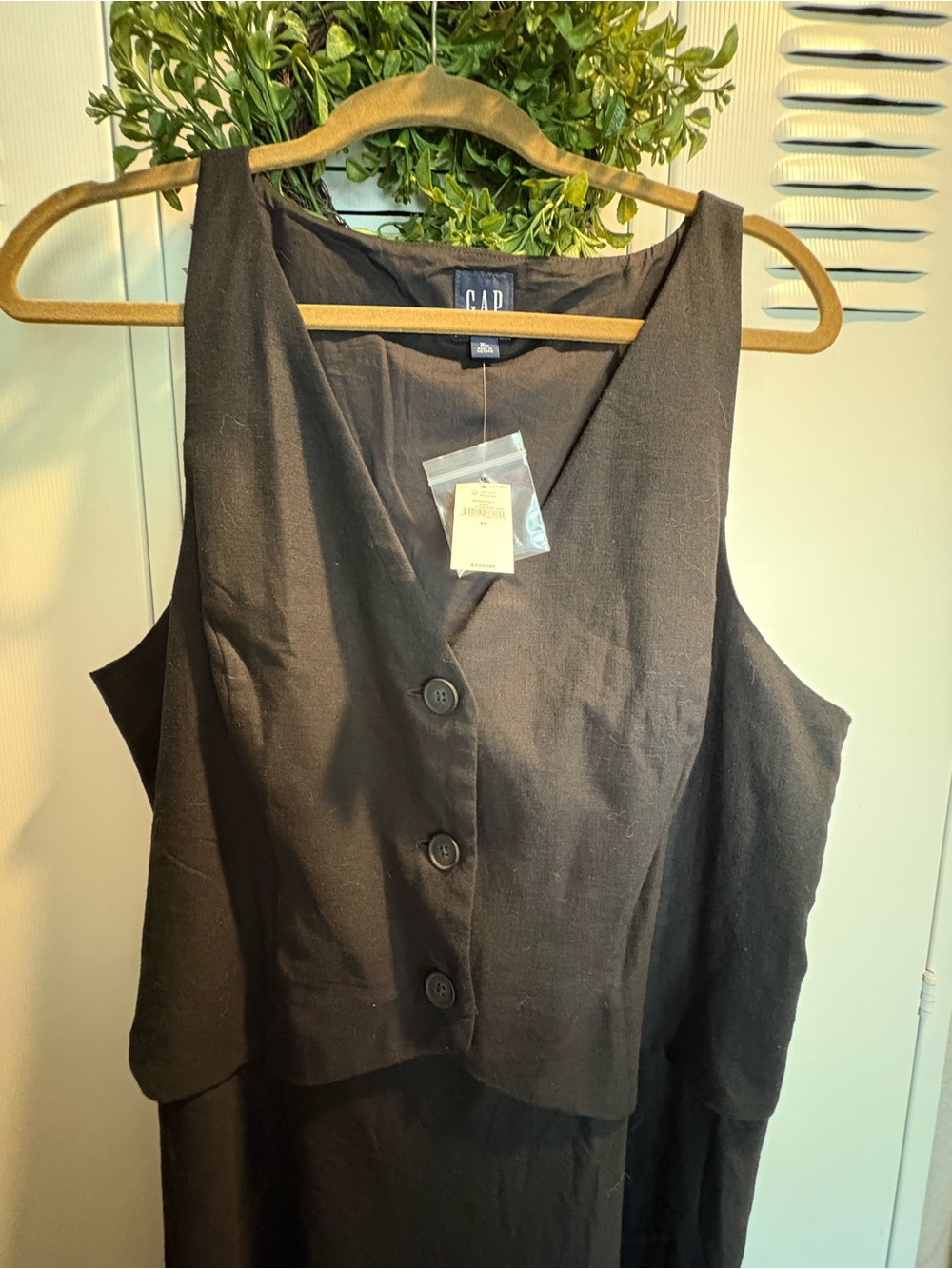 NWT Flattering Gap XL Classic Linen-Blend V-neck Vest Sleeveless Maxi Dress - Picture 4 of 6
